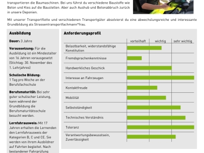Broschüre "Lern bi üs" - StrassentransportfachmannFrau EFZ